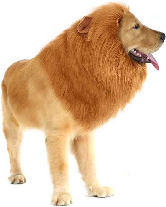 CPPSLEE Lion Mane for Dog Costumes, Realistic Wig for Medium to Large Sized Dogs, Halloween Costumes (Brown)