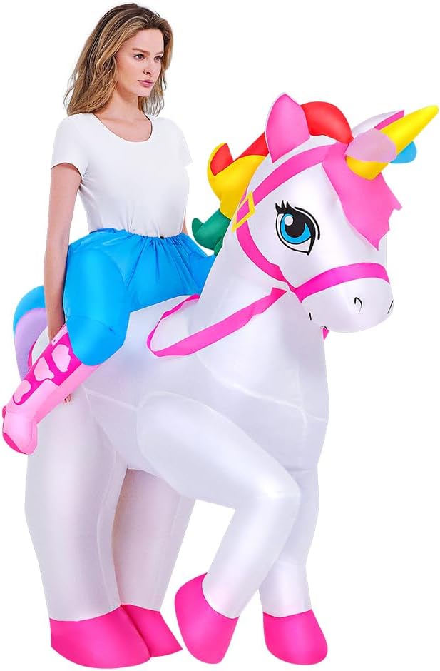 KOOY 2025 Inflatable Unicorn Costume Adult, Blow Up Ride On Unicorn Costume Funny Halloween Costumes Party, Halloween Costumes for Women Christmas