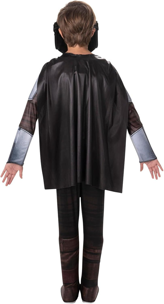 Star Wars The Mandalorian Official Youth Costume - Premium Quality Padded Jumpsuit with Plastic Mask and Detachable Cape