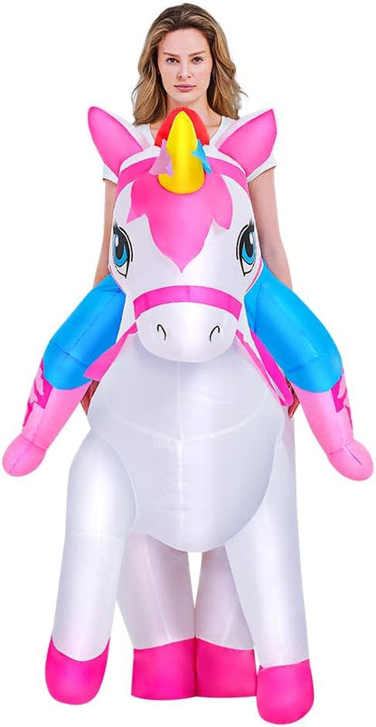 KOOY 2025 Inflatable Unicorn Costume Adult, Blow Up Ride On Unicorn Costume Funny Halloween Costumes Party, Halloween Costumes for Women Christmas