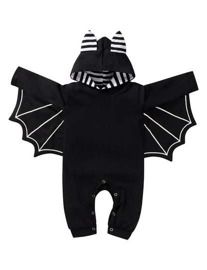 Newborn Baby Boy Girl Halloween Cosplay Bat Outfit Hooded Romper Jumpsuit My First Halloween Infant Boy Hooded Playsuit