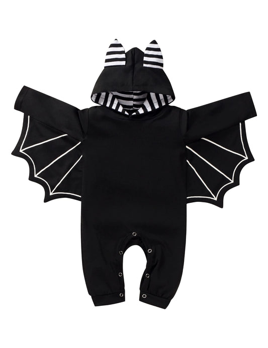 Newborn Baby Boy Girl Halloween Cosplay Bat Outfit Hooded Romper Jumpsuit My First Halloween Infant Boy Hooded Playsuit