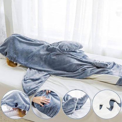 Gudina Shark Blanket Hoodie Onesie, Shark Onesie Adult, Shark Sleeping Bag for Kids