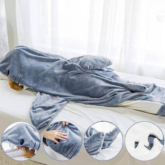 Gudina Shark Blanket Hoodie Onesie, Shark Onesie Adult, Shark Sleeping Bag for Kids