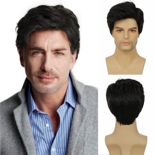 Kaneles Mullet Wigs for Men 80s Costumes Fancy Party Accessory Cosplay Wig (Light Brown)