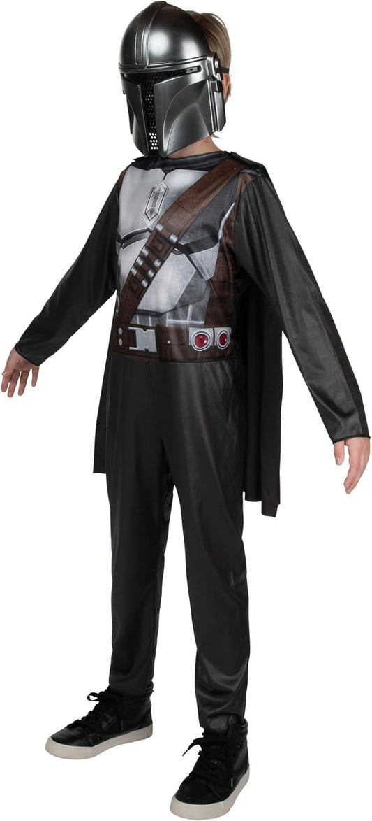 STAR WARS The Mandalorian Official Youth Halloween Costume - Printed Jumpsuit with Plastic Mask