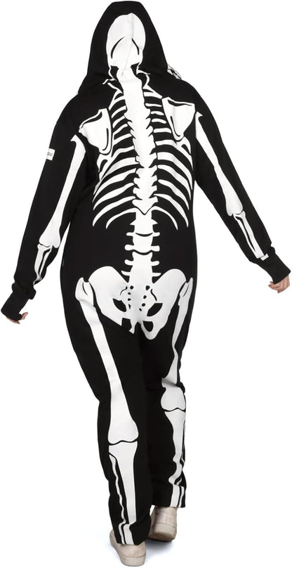 Tipsy Elves Halloween Skeleton Costume for Women - Comfy Easy Adult Onesie Jumpsuit - Front and Back Print with Zip Up Mask