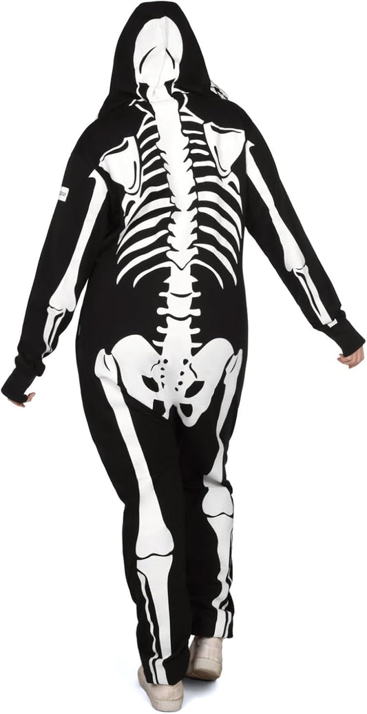 Tipsy Elves Halloween Skeleton Costume for Women - Comfy Easy Adult Onesie Jumpsuit - Front and Back Print with Zip Up Mask