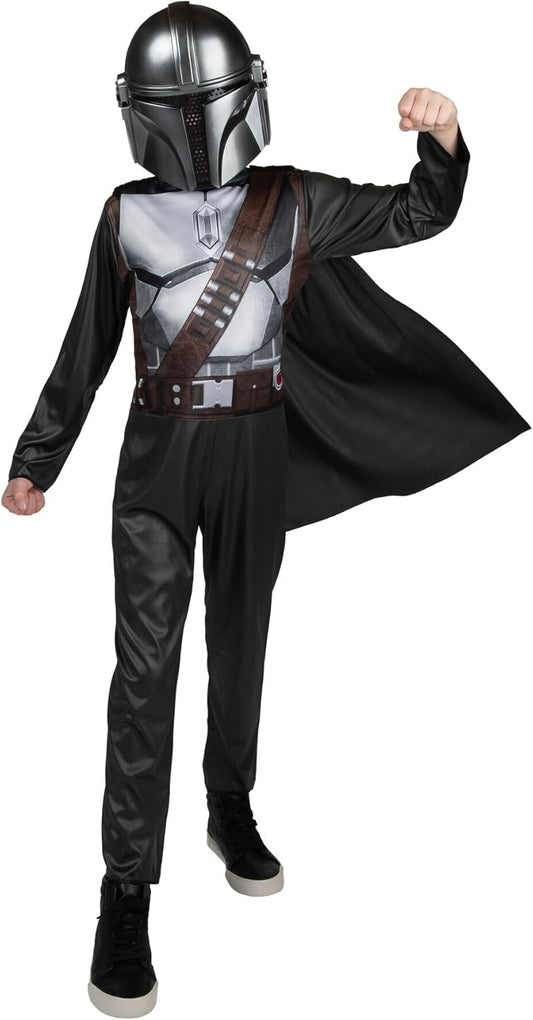 STAR WARS The Mandalorian Official Youth Halloween Costume - Printed Jumpsuit with Plastic Mask
