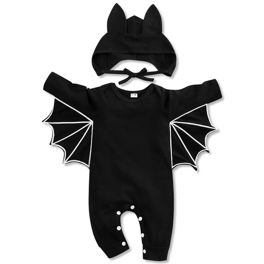Newborn Baby Boy Girl Halloween Cosplay Bat Outfit Hooded Romper Jumpsuit My First Halloween Infant Boy Hooded Playsuit