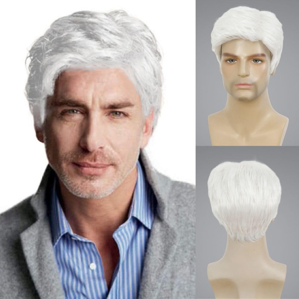 Kaneles Mullet Wigs for Men 80s Costumes Fancy Party Accessory Cosplay Wig (Light Brown)
