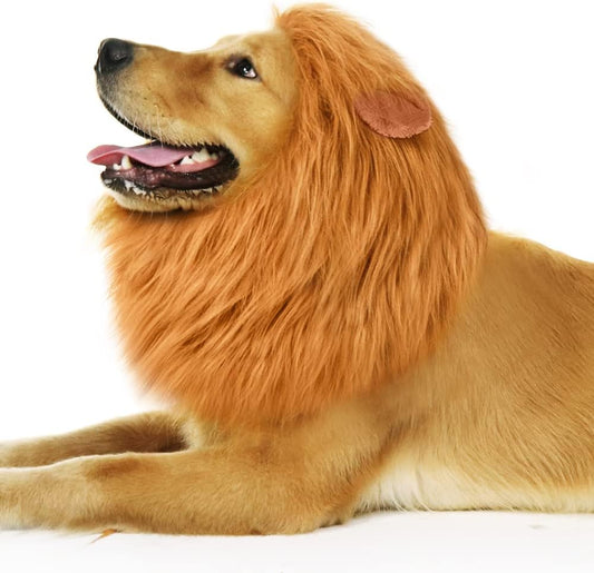 CPPSLEE Lion Mane for Dog Costumes, Realistic Wig for Medium to Large Sized Dogs, Halloween Costumes (Brown)