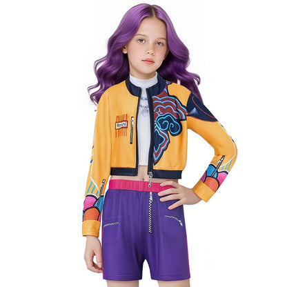 New Demon Costumes Pop Singer Embroidery Coat Top Shorts Costume Dance Stage Outfit Set