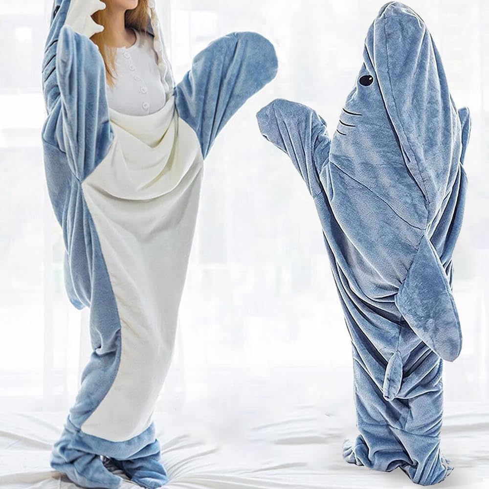 Gudina Shark Blanket Hoodie Onesie, Shark Onesie Adult, Shark Sleeping Bag for Kids