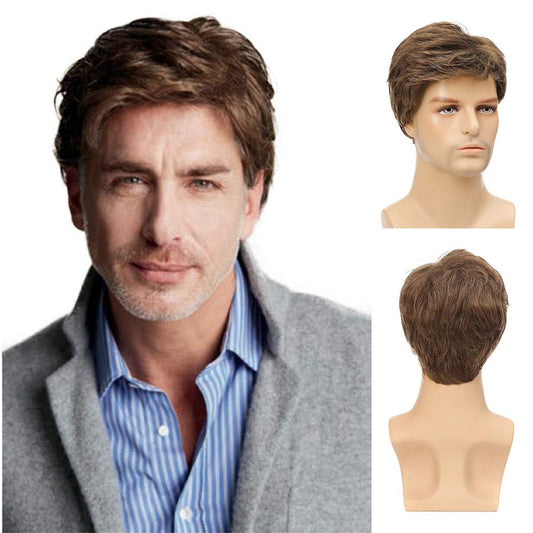 Kaneles Mullet Wigs for Men 80s Costumes Fancy Party Accessory Cosplay Wig (Light Brown)