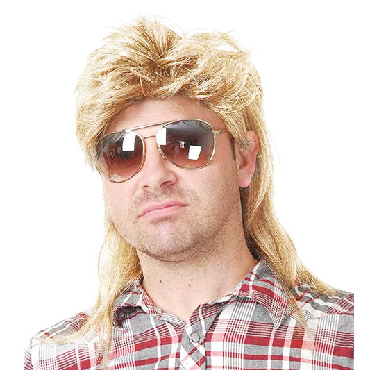 Kaneles Mullet Wigs for Men 80s Costumes Fancy Party Accessory Cosplay Wig (Light Brown)