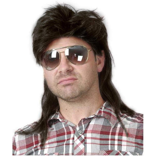 Kaneles Mullet Wigs for Men 80s Costumes Fancy Party Accessory Cosplay Wig (Light Brown)