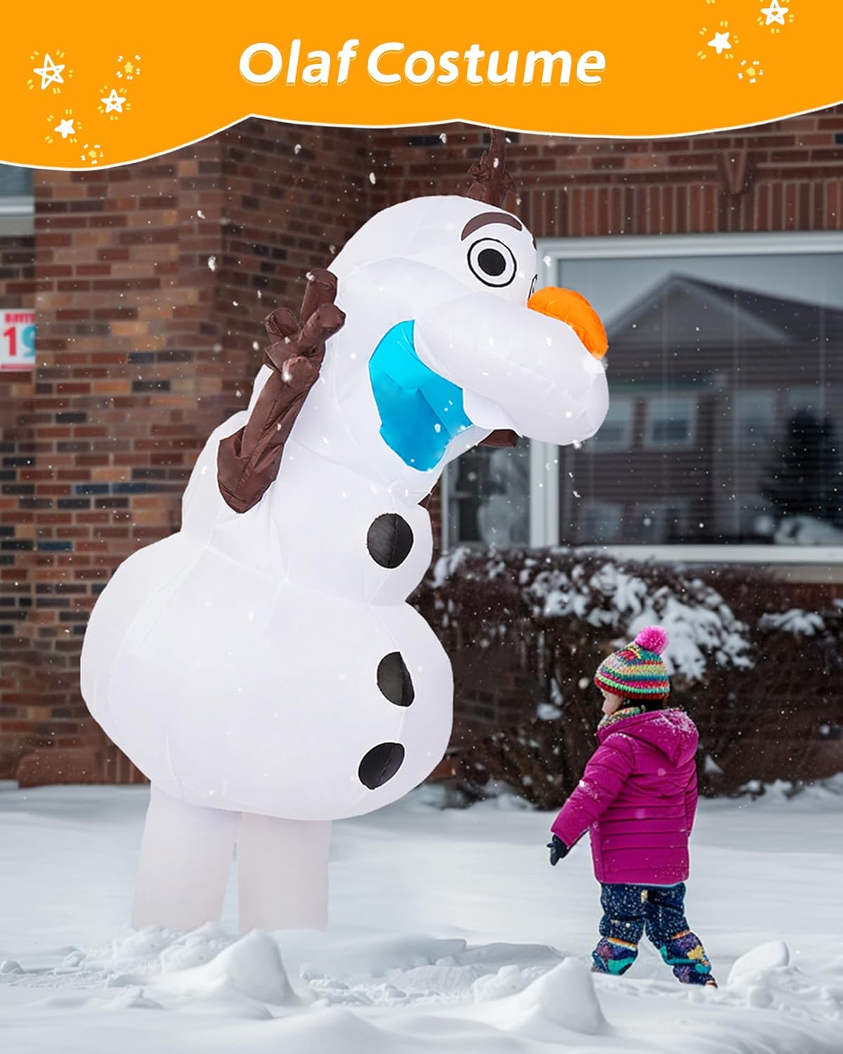 Longteng Olaf Costume Adult Inflatable Costume Men Fancy Dress Halloween Blow Up Suit Cosplay Party