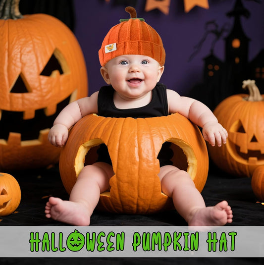 Pumpkin Hat Baby - Halloween Beanie Pumpkin Costume, Winter Knitted Beanie Hats for Infant, Kids, Toddler & Newborn Boys Girls Orange