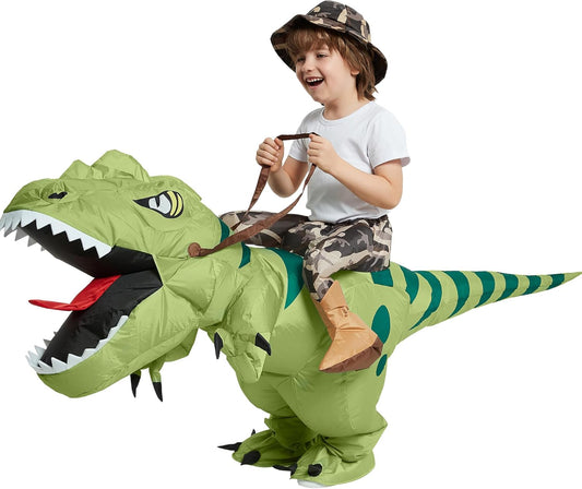 One Casa Inflatable Dinosaur Costume Riding T Rex Air Blow up Funny Fancy Dress Party Halloween Costume for Kids