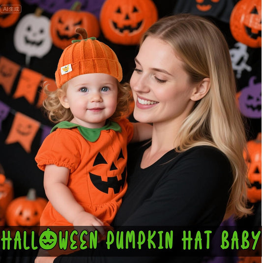 Pumpkin Hat Baby - Halloween Beanie Pumpkin Costume, Winter Knitted Beanie Hats for Infant, Kids, Toddler & Newborn Boys Girls Orange