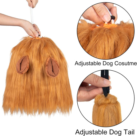 CPPSLEE Lion Mane for Dog Costumes, Realistic Wig for Medium to Large Sized Dogs, Halloween Costumes (Brown)