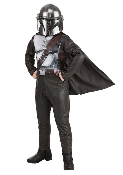 STAR WARS The Mandalorian Official Youth Halloween Costume - Printed Jumpsuit with Plastic Mask