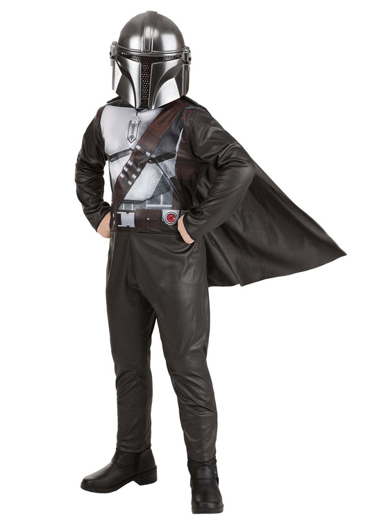 STAR WARS The Mandalorian Official Youth Halloween Costume - Printed Jumpsuit with Plastic Mask