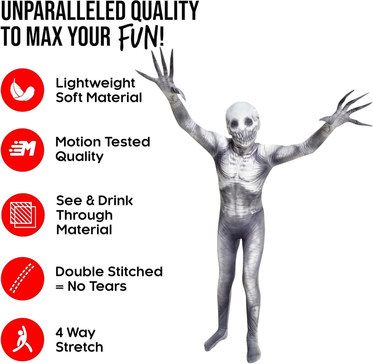 Morphsuits The Rake Costume for Kids, Zalgo Scary Boys Halloween Costume, Halloween Costumes for Kids