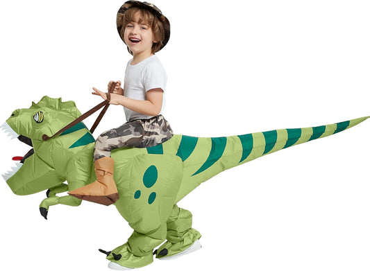 One Casa Inflatable Dinosaur Costume Riding T Rex Air Blow up Funny Fancy Dress Party Halloween Costume for Kids
