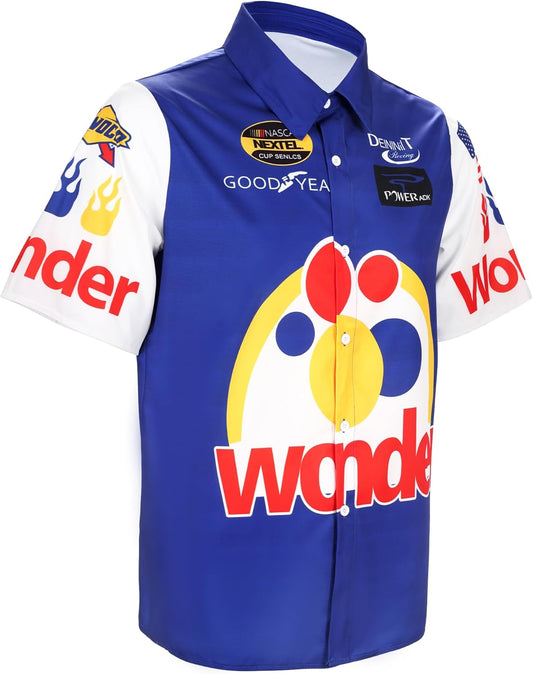 Ricky Bobby Costume Men Short Sleeve Ricky Bobby Shirt Hat Halloween Race Car Driver Costume