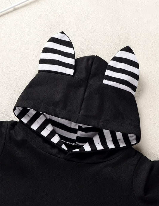 Newborn Baby Boy Girl Halloween Cosplay Bat Outfit Hooded Romper Jumpsuit My First Halloween Infant Boy Hooded Playsuit