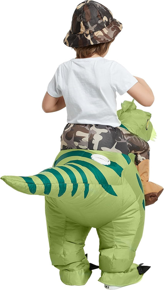 One Casa Inflatable Dinosaur Costume Riding T Rex Air Blow up Funny Fancy Dress Party Halloween Costume for Kids