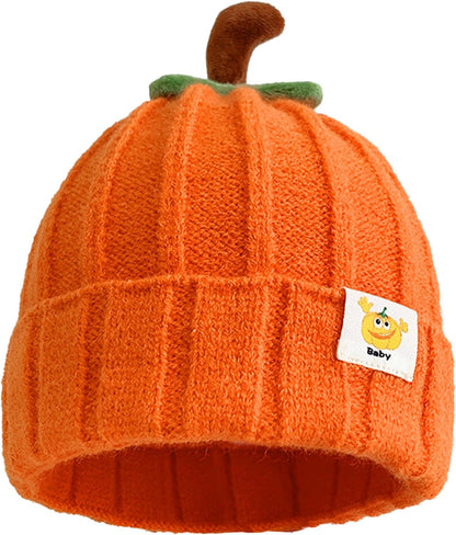 Pumpkin Hat Baby - Halloween Beanie Pumpkin Costume, Winter Knitted Beanie Hats for Infant, Kids, Toddler & Newborn Boys Girls Orange