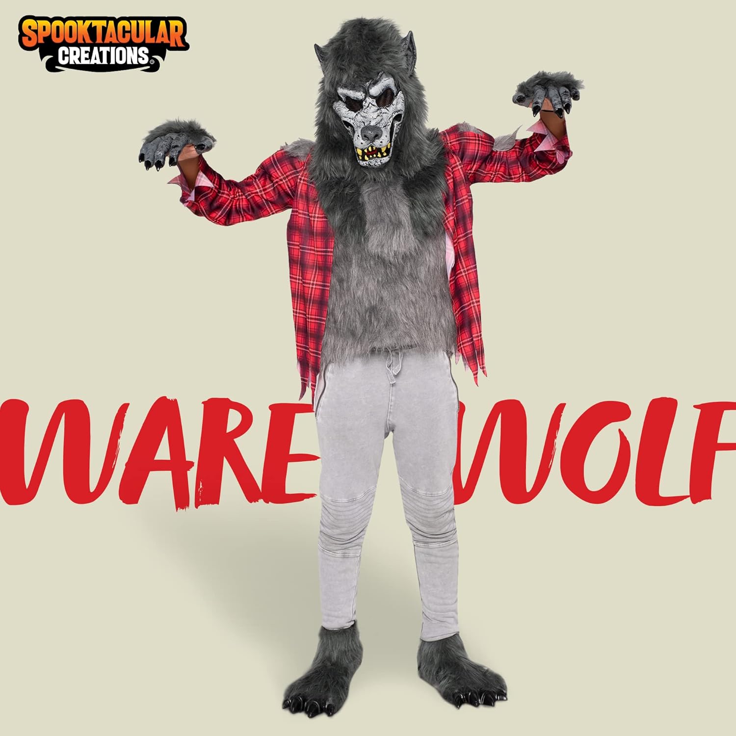 Spooktacular Creations Boy Howling Werewolf Costume with Mask, Halloween Costume for Kids, Wolf Outfit Kids