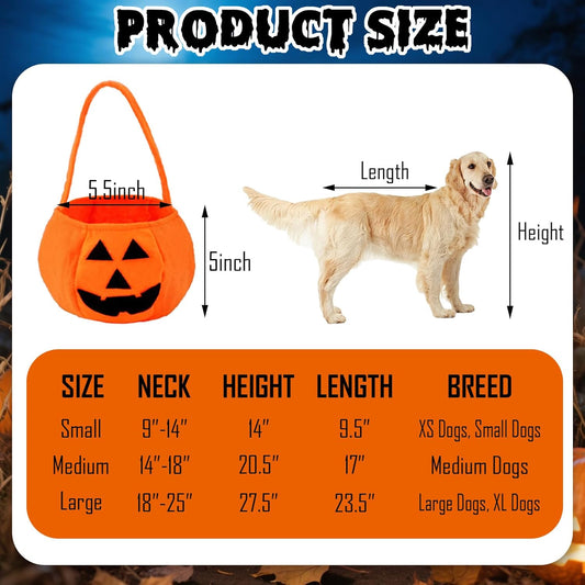 Dog Halloween Costumes, Dog Ghost Costume Funny Pet Ghost Costume with Pumpkin Candy Bag for Small Medium Large Dogs Pets (Large)