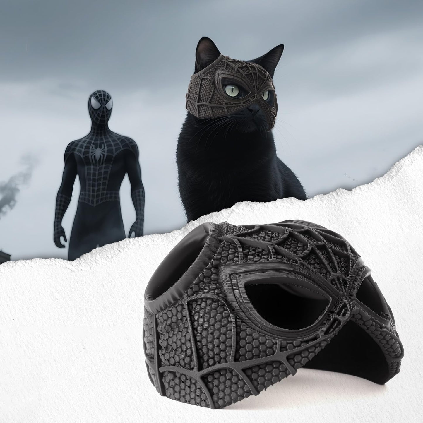 Cat Bat Mask Halloween Costumes Accessories for Cats, Cat Bat Cosplay Apparel (Medium, Black Bat)
