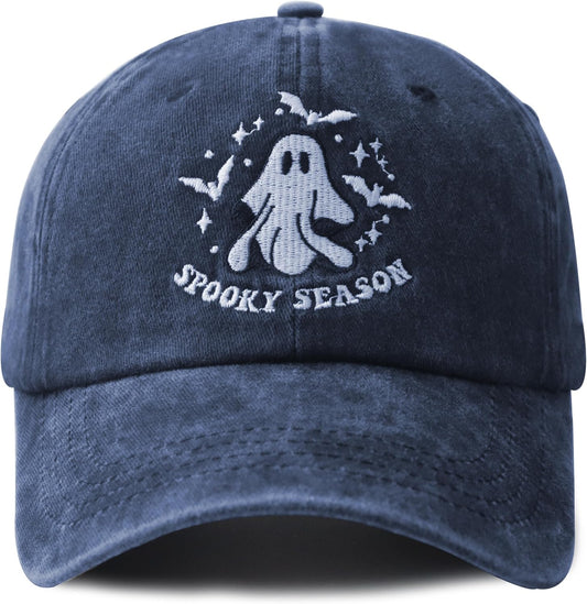 Spooky Season Hat for Men Women, Adjustable Embroidered Halloween Baseball Cap