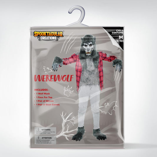Spooktacular Creations Boy Howling Werewolf Costume with Mask, Halloween Costume for Kids, Wolf Outfit Kids