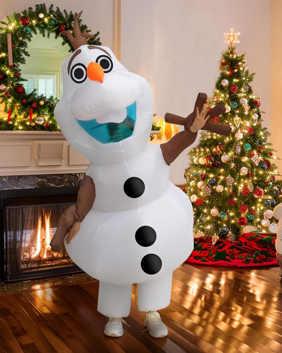 Longteng Olaf Costume Adult Inflatable Costume Men Fancy Dress Halloween Blow Up Suit Cosplay Party