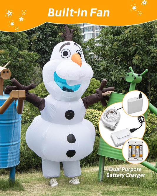 Longteng Olaf Costume Adult Inflatable Costume Men Fancy Dress Halloween Blow Up Suit Cosplay Party