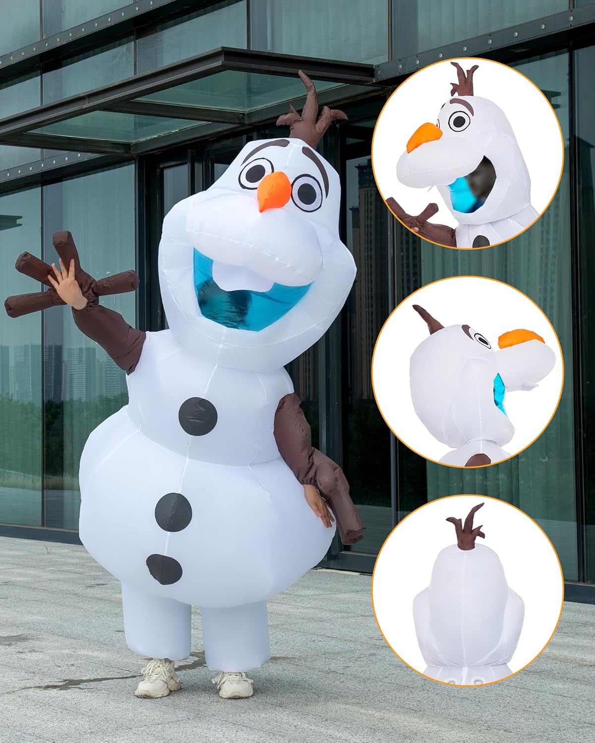 Longteng Olaf Costume Adult Inflatable Costume Men Fancy Dress Halloween Blow Up Suit Cosplay Party