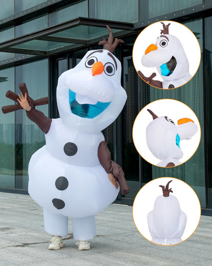 Longteng Olaf Costume Adult Inflatable Costume Men Fancy Dress Halloween Blow Up Suit Cosplay Party