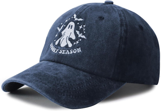 Spooky Season Hat for Men Women, Adjustable Embroidered Halloween Baseball Cap