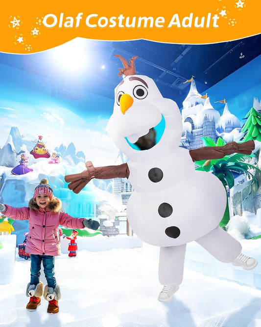 Longteng Olaf Costume Adult Inflatable Costume Men Fancy Dress Halloween Blow Up Suit Cosplay Party