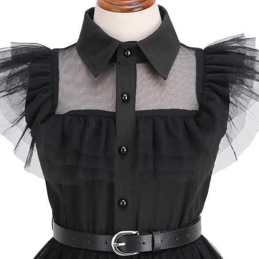 Black Costume Dress, 4-13 Years Girls Outfits with Accessories Dress Up Set, Family Halloween Cosplay Party