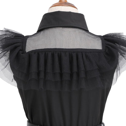 Black Costume Dress, 4-13 Years Girls Outfits with Accessories Dress Up Set, Family Halloween Cosplay Party