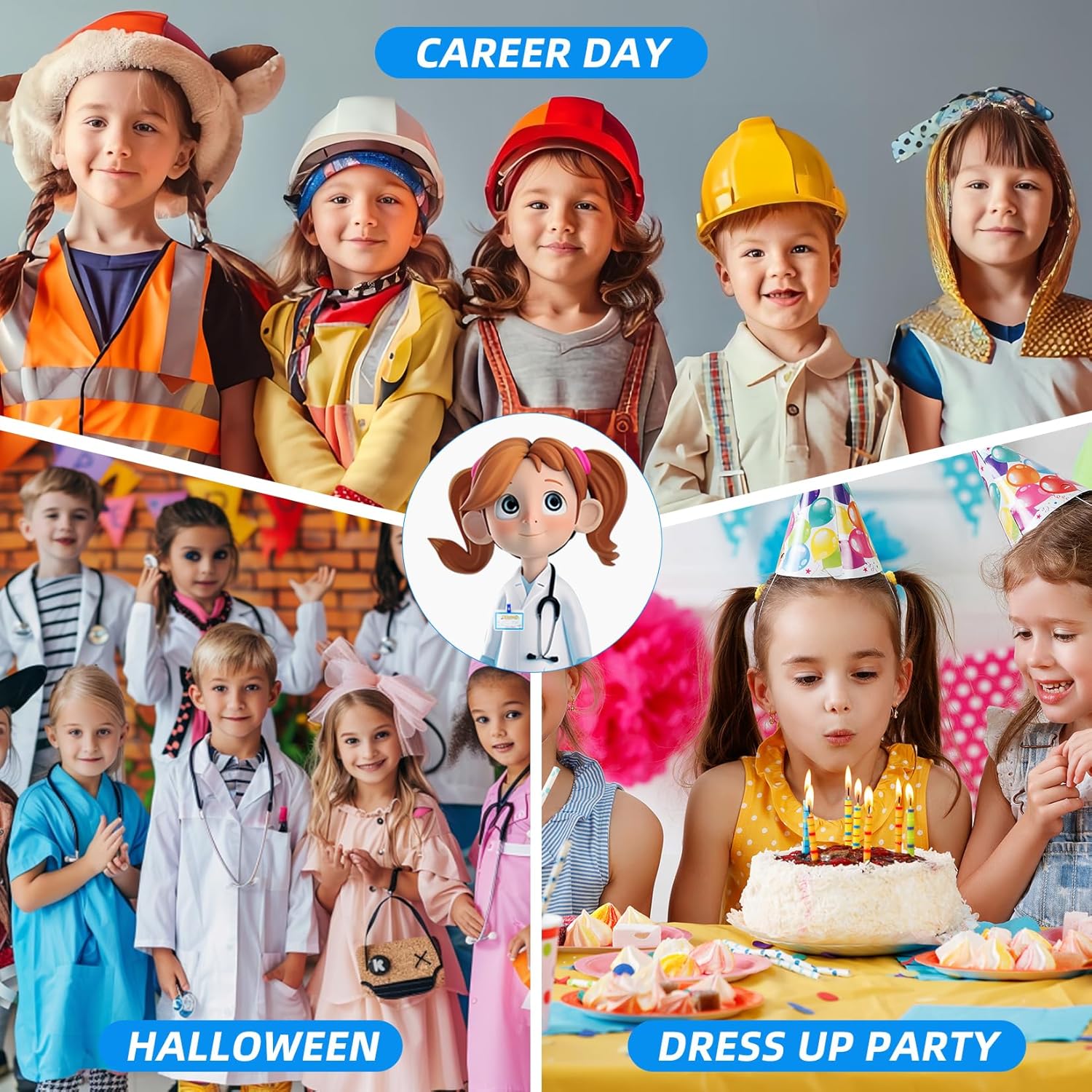 Doctor Scrubs Costume for Kids With Stethoscope Lab Coat Career Day Costume Doctor Dress Up For Boys Girls 3-12