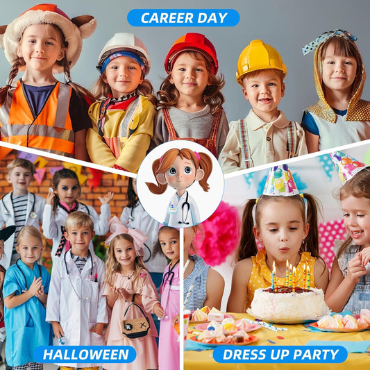 Doctor Scrubs Costume for Kids With Stethoscope Lab Coat Career Day Costume Doctor Dress Up For Boys Girls 3-12