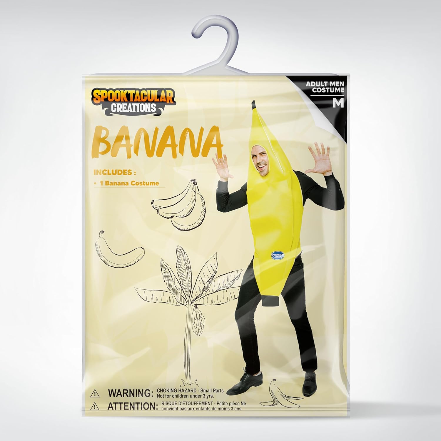 Spooktacular Creations Appealing Banana Costume Adult Deluxe Set for Halloween Dress Up Party and Roleplay Cosplay